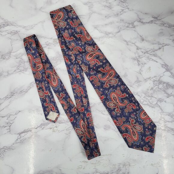 Dior Blue and Red Silk Tie with Paisley Design - Picture 3 of 8